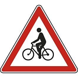 Panneau triangle Débouché cyclistes droite/gauche 1000 Ecolign A21 cl1 - NADIA SIGNALISATION - TRI1000E1A21