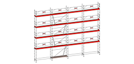 Echafaudage ALTRAD Facadier AERIS 130 m²-Structure longueur 13 m x hauteur de travail 10 m garde corps fixe standard - L45P130GFP