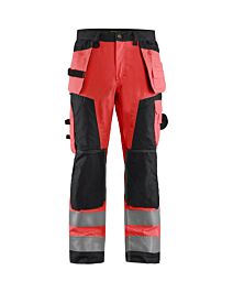 Pantalon artisan haute-visibilité Blåkläder 1568 Rouge fluo/Noir Blaklader - 156818115599C