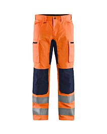 Pantalon artisan haute-visibilité +stretch Blåkläder 1585 Orange fluo/Marine Blaklader - 158518115389C