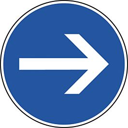 Disque Obligation de tourner à droite avant le panneau 650 B21.1 cl1 - NADIA SIGNALISATION - DIS650E1B21.1
