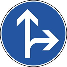Panneau disque directions obligatoires intersection tout droit ou droite 450 B21d1 cl2 - NADIA SIGNALISATION - DIS450E2B21d1