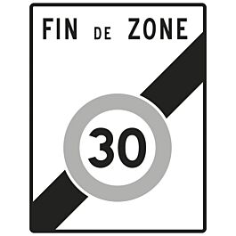 Rectangle Sortie zone vitesse limitée 30 km/h 900x1150 B51 cl1 - NADIA SIGNALISATION - PREC90011501B51