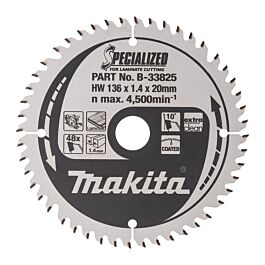 Lame de scie circulaire laminé T.C.T 136 x 20 mm, 48 dents B33825