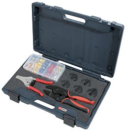 Jeu de 8 outils pour le sertissage et le dénudage + cosses KS TOOLS - 115.1400