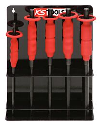 Présentoir de 5 chasse axes brunie avec poignée grip , 6-8-10-12-14 mm- KS TOOLS - 156.0020