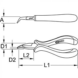 Pince électronique à bec coudé demi-rond lisse, 140 mm KSTOOLS - 5007070