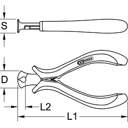 Pince électronique coupante frontale avec bec long finement biseauté, 125mm KSTOOLS - 5007098