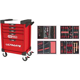 Servante ULTIMATE rouge 5 tiroirs équipée de 241 outils KS TOOLS - 809.5241