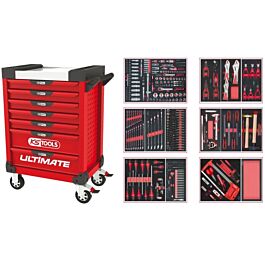 Servante ULTIMATE rouge 7 tiroirs équipée de 455 outils KS TOOLS - 809.7452