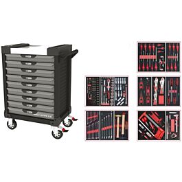 Servante ULTIMATE grise et noire 9 tiroirs équipée de 187 outils KS TOOLS - 816.9186