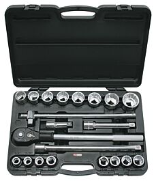 Coffret de douilles 12 pans en pouces et accessoires 3/4'', 21 pièces KS TOOLS - 911.0751
