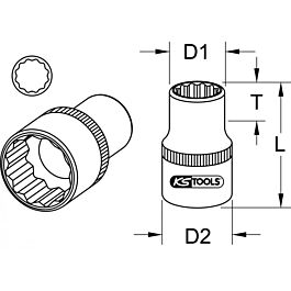 Douille 12 pans 3/8’’, 16mm KSTOOLS - 9113989