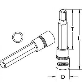 Douille tournevis 6 pans ULTIMATE 1/2'', L.110 mm - 11 mm KSTOOLS - 9115353