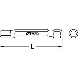 Embout de vissage 6 pans 2 mm - entraînement 6.35 mm, L.75 mm KSTOOLS - 9117558
