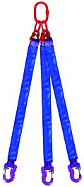 Élingue ronde 3 brins cmu 4,2 t anneau + crochets lg. 1 m (angle 0 à 45°) LEVAC - 4433B10