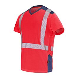 T-SHIRT SIROCCO MANCHES COURTES ROUGE FLUO / BLEU MARINE - CEPOVETT - 22-9T84PI-2002