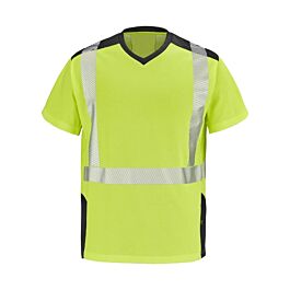 T-SHIRT SIROCCO MANCHES COURTES JAUNE FLUO / NOIR - CEPOVETT - 22-9T84PI-750