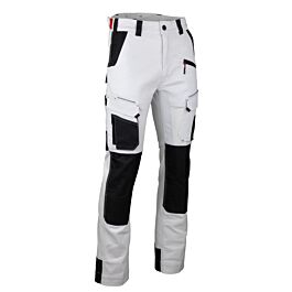 Pantalon multipoches stretch + poches genoux  CELLULE BLANC GRIS NUIT - LMA LEBEURRE - 1870