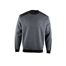 Sweat col rond bicolore BUCAREST GRIS CHARCOAL NOIR - LMA LEBEURRE - 8093