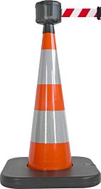 Cone lesté orange avec base à lester et boitier étanche sangle ext. 10M Rouge/blanc VISO - RCX1050RB