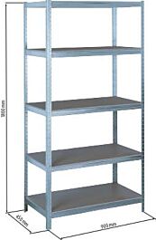 5 etageres 250kg p/etagere+clips bois acier galva STILKER - 09063