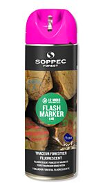 Bombe de peinture - Traceur forestier hautement fluorescent cerise fluo 12 mois flash marker SOPPEC - 131525o