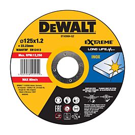 Disque à tronçonner l'inox 125 x 22,2 mm, épaisseur 1,2 mm, moyeu plat - DT43904-QZ - DEWALT
