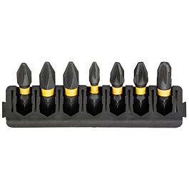 Barrette de 7 embouts de vissage Phillips/Pozidriv impact-torsion 25 mm - DT70809-QZ - DEWALT