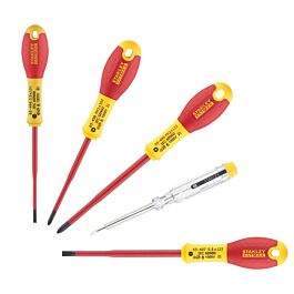 Jeu de 5 tournevis slim isolés 1000 V + testeur - XTHT0-62692 - STANLEY