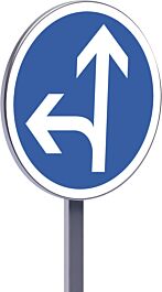 Panneau permanent B21d2 850 c1 direction obligatoire tout droit ou à gauche TALIAPLAST - 522824