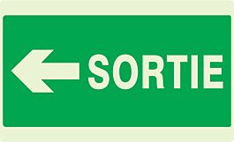 PANNEAU SORTIE FLECHE A GAUCHE LUMINESCENT 330X200MM TALIAPLAST - 631418