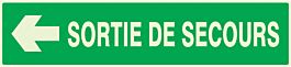 SORTIE DE SECOURS FLECHE A GAUCHE LUMINESCENT 330x75mm TALIAPLAST - 635414
