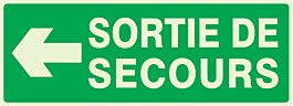 SORTIE DE SECOURS FLECHE A GAUCHE LUMINESCENT 330x120mm TALIAPLAST - 636414