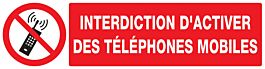 Panneau adhésif INTERDICTION D'ACTIVER DES TELEPHONES MOBILES 200x52mm TALIAPLAST - 720233