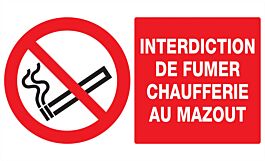 Panneau adhésif INTERDICTION DE FUMER CHAUFFERIE AU MAZOUT 330X200MM TALIAPLAST - 721223