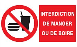 Panneau adhésif INTERDICTION DE MANGER OU DE BOIRE 330X200MM TALIAPLAST - 721229