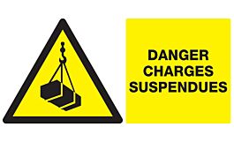 Panneau adhésif DANGER, CHARGES SUSPENDUES 330X200MM TALIAPLAST - 721307