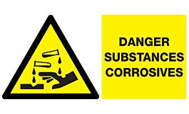 Panneau adhésif DANGER, SUBSTANCES CORROSIVES 330X200MM TALIAPLAST - 721309