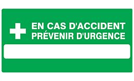 PANNEAU EN CAS D'ACCIDENT PREVENIR D'URGENCE 330X200MM TALIAPLAST - 721413