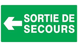 PANNEAU SORTIE DE SECOURS FLECHE A GAUCHE 330X200MM TALIAPLAST - 721415