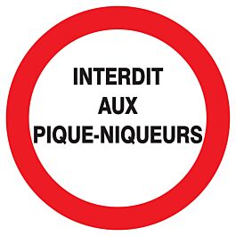 Panneau adhésif INTERDIT AUX PIQUE-NIQUEURS Ø300MM TALIAPLAST - 722226