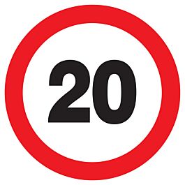 Panneau adhésif INTERDIT DE ROULER A PLUS DE A 20 KM Ø300MM TALIAPLAST - 722256