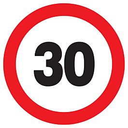 Panneau adhésif INTERDIT DE ROULER A PLUS DE 30 KM/H Ø300MM TALIAPLAST - 722262