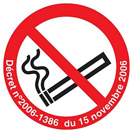 Panneau adhésif INTERDICTION DE FUMER (DECRET DU 15/11/2006) Ø420MM TALIAPLAST - 723302