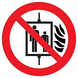 Panneau adhésif INTERD° D'UTILISER L'ASCENSEUR EN CAS D'INCENDIE D420mm TALIAPLAST - 723350