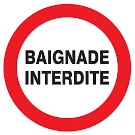 Panneau adhésif BAIGNADE INTERDITE Ø80MM TALIAPLAST - 724240
