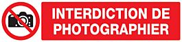 Panneau adhésif INTERDICTION DE PHOTOGRAPHIER 330X75MM TALIAPLAST - 725231