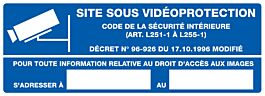 Panneau adhésif SITE SOUS VIDEOPROTECTION 330X120MM TALIAPLAST - 726238