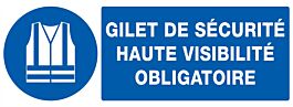 PANNEAU GILET DE SECURITE HAUTE VISIBILITE OBLIGAT. 330X120MM TALIAPLAST - 726513